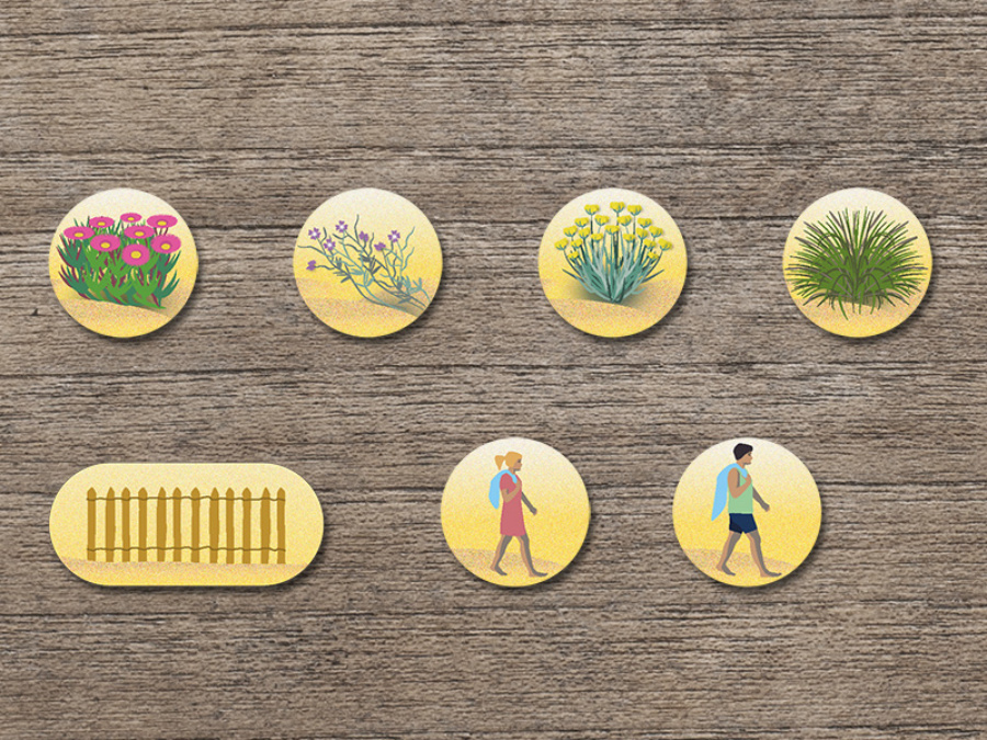 Jeu dunes : jetons illustrés - Aleksandra Delcourt - graphisme écoresponsable