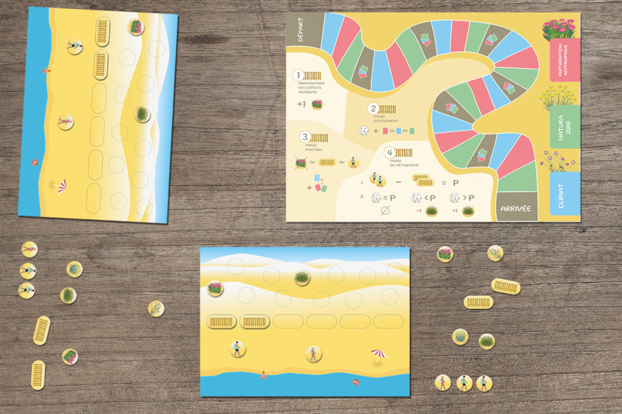 Jeu dunes : plateaux et jetons - Aleksandra Delcourt - graphisme écoresponsable